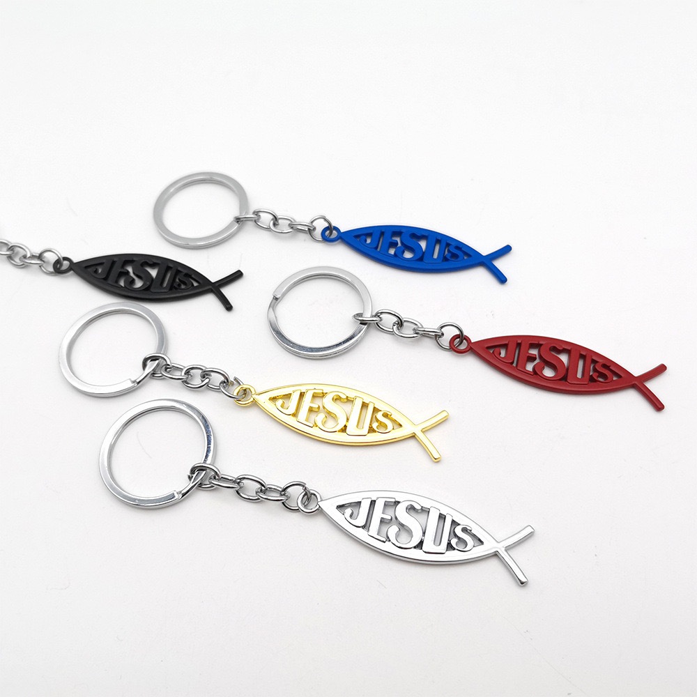 全新 3D 鑰匙扣鑰匙圈基督教耶穌魚符號標誌徽章禮物汽車鑰匙扣