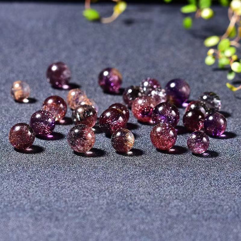 天然巴西紫黃超七單珠 三輪骨幹水晶散珠DIY飾品男女多寶吊墜配珠