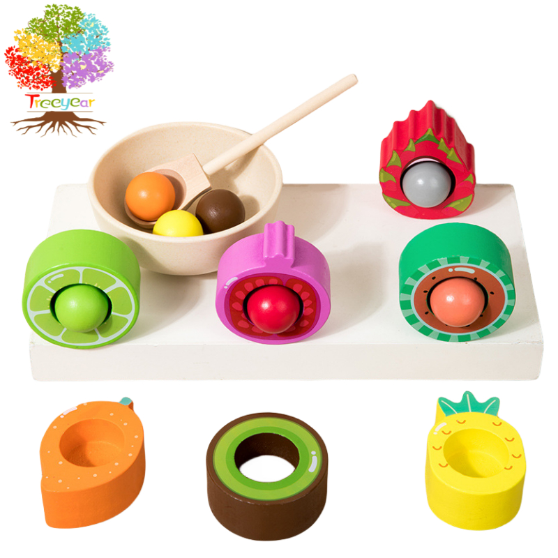 【樹年】蒙氏寶寶夾球顏色分類認知配對水果訓練早教益智分類玩具