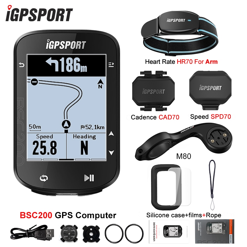Igpsport BSC200 自行車車速表無線防水 IPX7 可充電自行車電腦車速表 GPS 2.5 英寸液晶顯示屏藍
