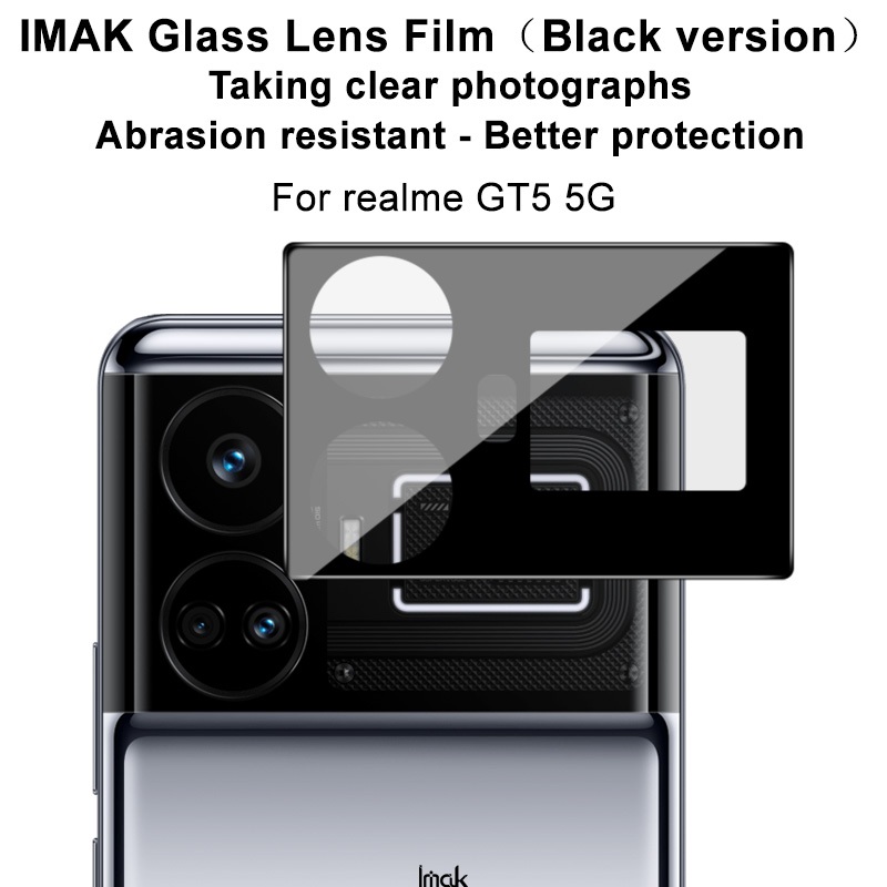 Imak 鏡頭貼+透明鏡頭蓋一體式 真我 Realme GT5 5G 曜黑版 鋼化玻璃保護膜 鏡頭膜