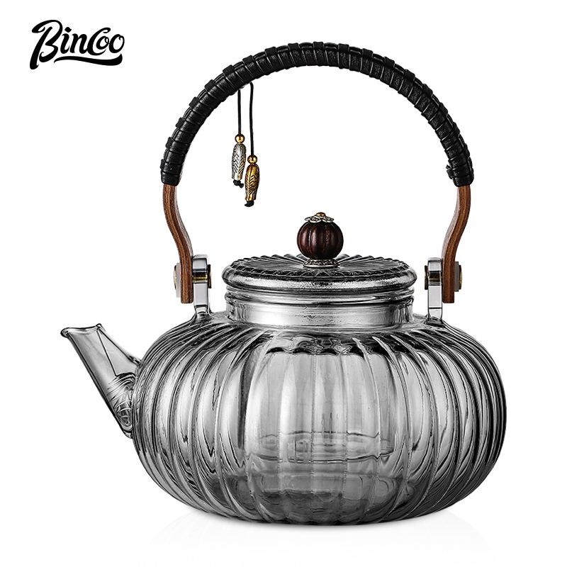 BINCOO 耐熱玻璃茶壺帶內膽過濾 功夫茶壺套裝 適宜家用和辦公室 900ML