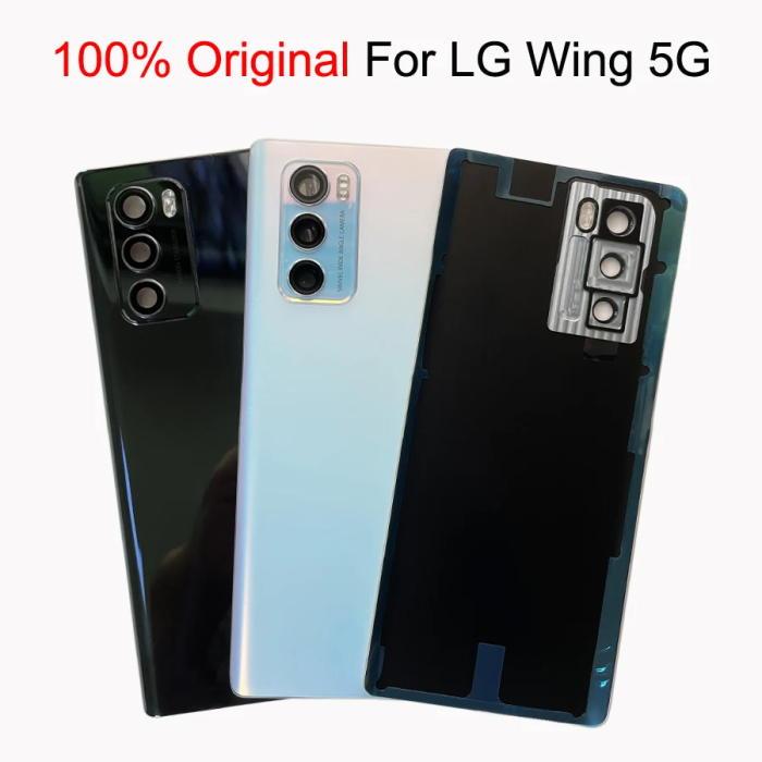 全新 100% 原裝玻璃電池蓋適用於 LG Wing 5G LMF100N LM-F100V 後蓋外殼後門維修零件帶鏡頭