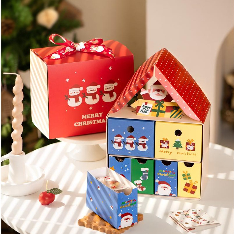 【現貨】【耶誕節包裝】耶誕 創意 可愛 烘焙 餅乾咖啡糖果牛軋酥薑餅屋奶棗包裝盒 空盲盒