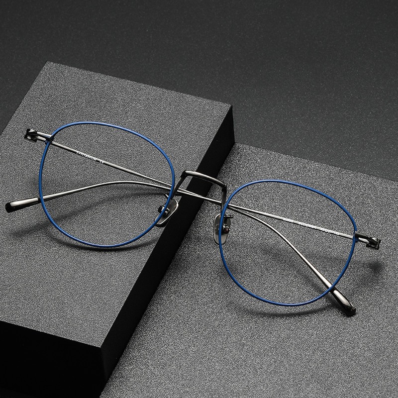 復古圓形純鈦眼鏡框新款日本橢圓光學眼鏡框輕量7.5g眼鏡80856