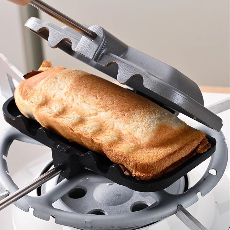 早餐三明治機 - 熱狗烤麵包機 - 雞蛋帕尼尼壓鍋 - 帶可拆卸手柄的不粘三明治煎鍋