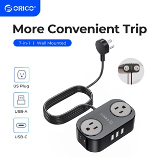 Orico便攜式延長插座線45°角度薄扁插頭,帶USB智能充電,適用於國際旅行和家庭和辦公室多重安全保護 （JY1）