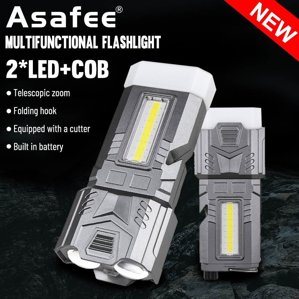 超亮 700LM Asafee L-983 LED+COB 便攜式工作應急燈安全燈伸縮變焦內置電池多範圍按壓開關 Typ