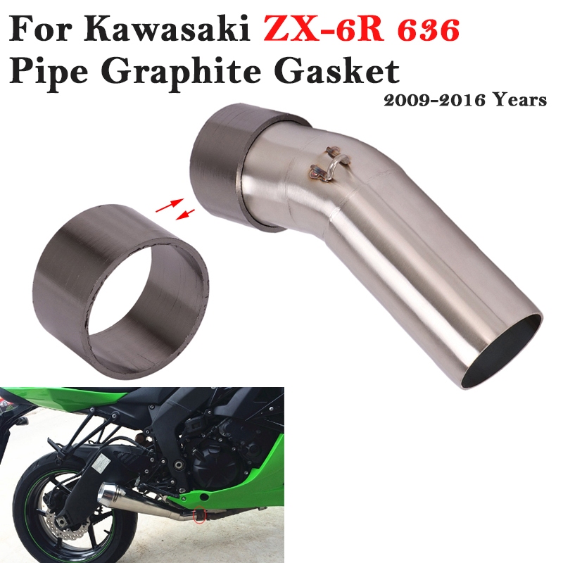 KAWASAKI 適用於川崎 ZX-6R ZX6R 636 2009 - 2016 摩托車排氣連接管連接接口石墨粉碎墊片