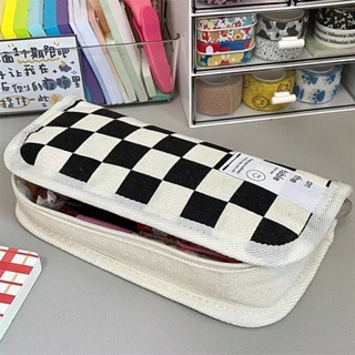 【Bfuming】韓國棋盤大容量拉鍊筆袋學生文具辦公包