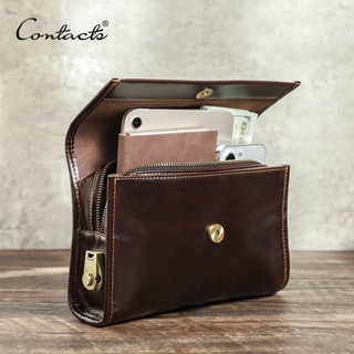 CONTACT'S牛皮手拿包男士密碼鎖設計豪華真皮錢包長錢包大容量旅行手提包手拿包