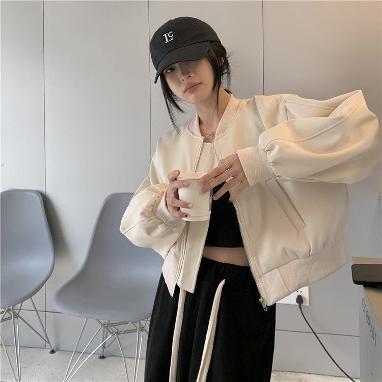短版夾克外套女韓版2022新款寬鬆甜酷辣妹設計感長袖棒球服潮百搭