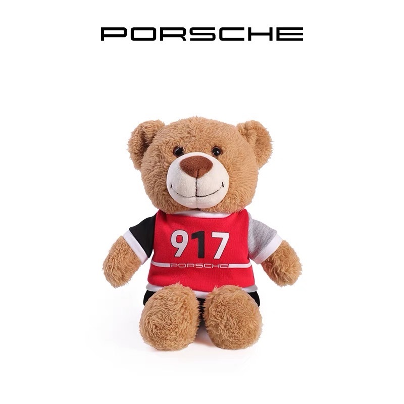 保時捷小熊917小熊porsche小熊賽車熊玩偶熊車上擺件全新
