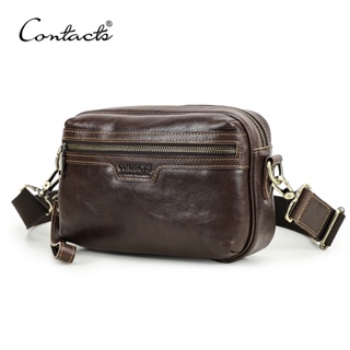 CONTACT'S 男士真皮單肩包高品質復古男士斜挎包斜挎包手拿包錢包適用於 iPad Mini