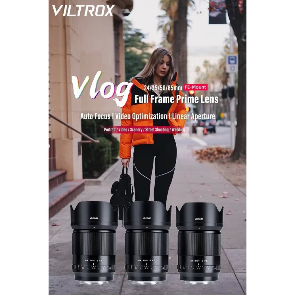 Viltrox 24mm 35mm 50 E F1.8 AF 自動對焦全畫幅鏡頭定焦大光圈人像相機鏡頭適用於索尼鏡頭 E