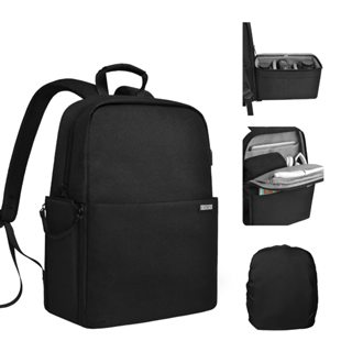帶 DSLR 內殼的多功能相機背包、16 英寸筆記本電腦隔層、USB 充電端口、三腳架、防雨罩