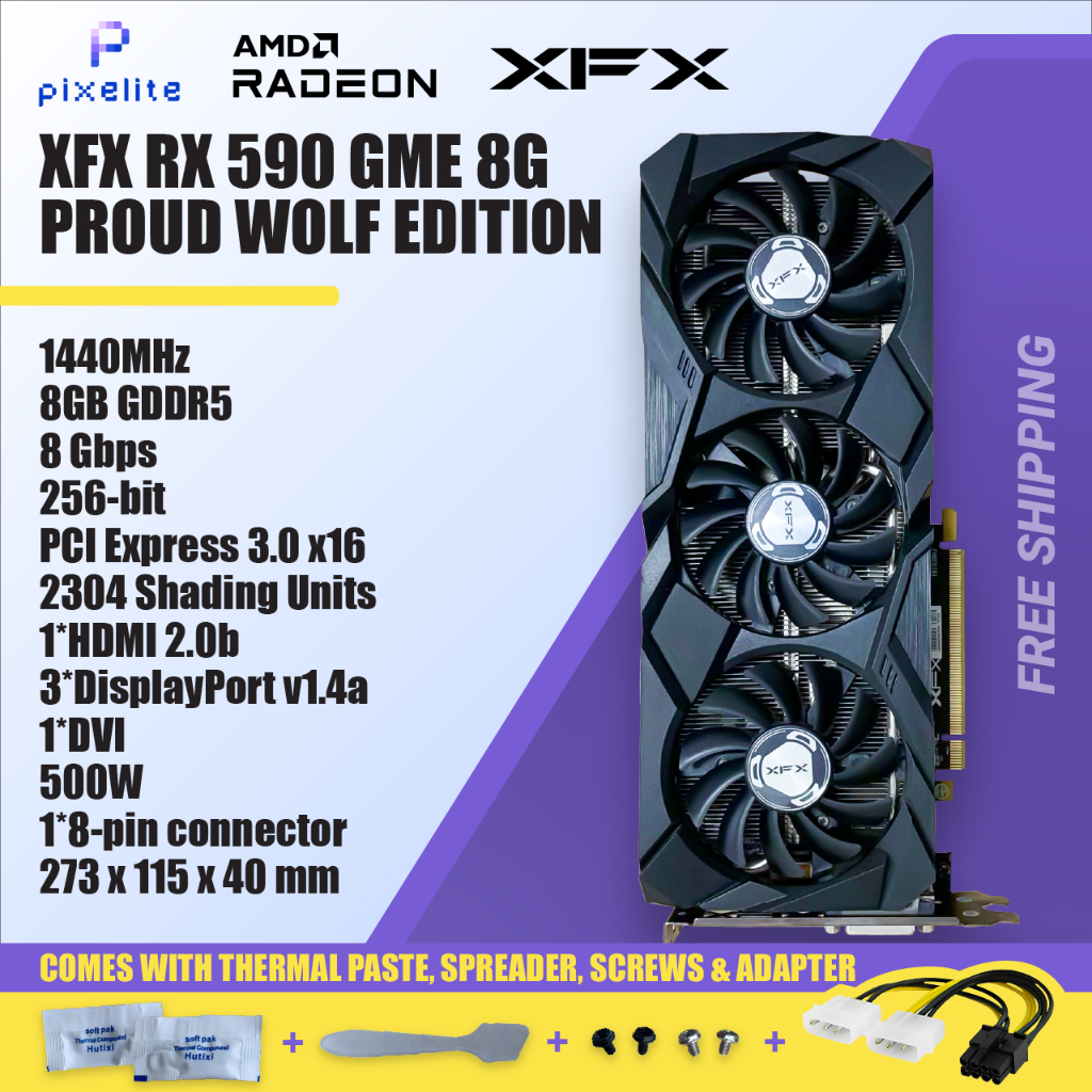 二手 XFX PROUD WOLF RX 590 RX590 2304sp 8G 8GB D6 TRI FAN AMD