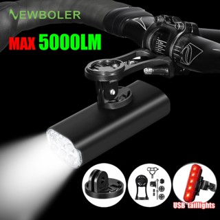 Newboler 5000 流明自行車燈 6 LED 4800mAh 單車頭燈 Type-C 充電山地車前燈 合金單車燈