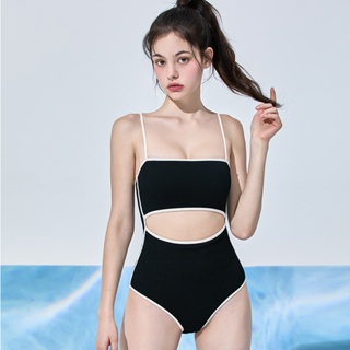 超正 鏤空 性感連身泳衣 黑色 綠色 質感 顯瘦沙灘裝
