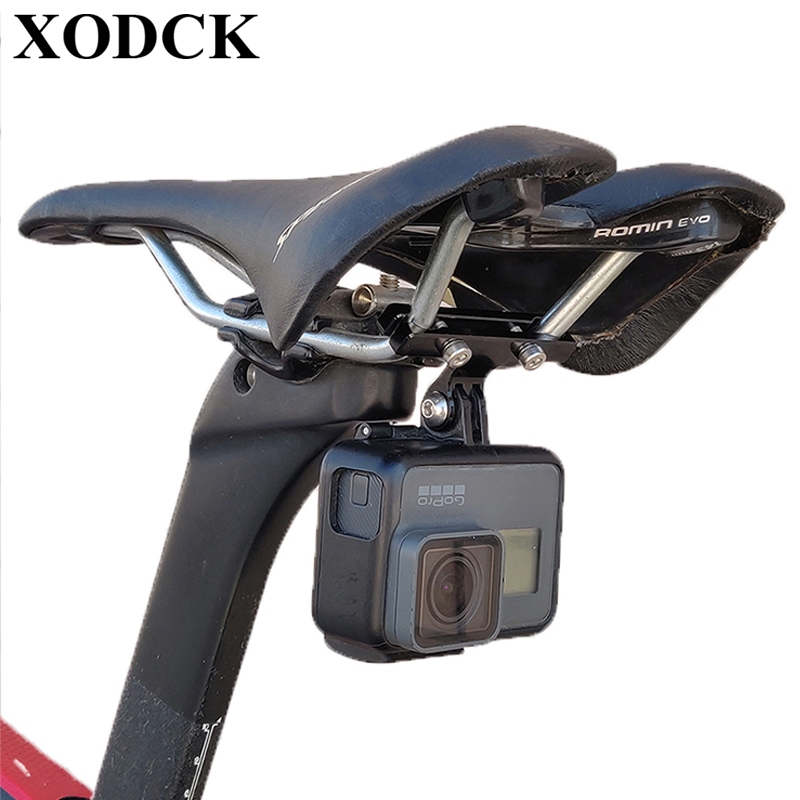 適用於自行車坐墊座弓支架gopro7相機座公路山地車坐墊座軌hreo8/6/5/4攝影機後視拍攝鋁合金固定座小蟻配件