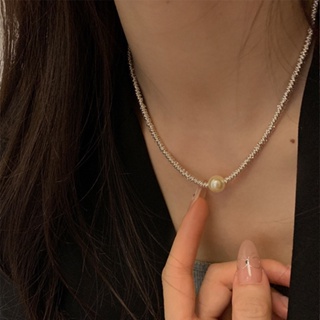 圈圈金屬珍珠項鍊女設計感小眾復古個性簡約百搭氣質頸鍊鎖骨鏈