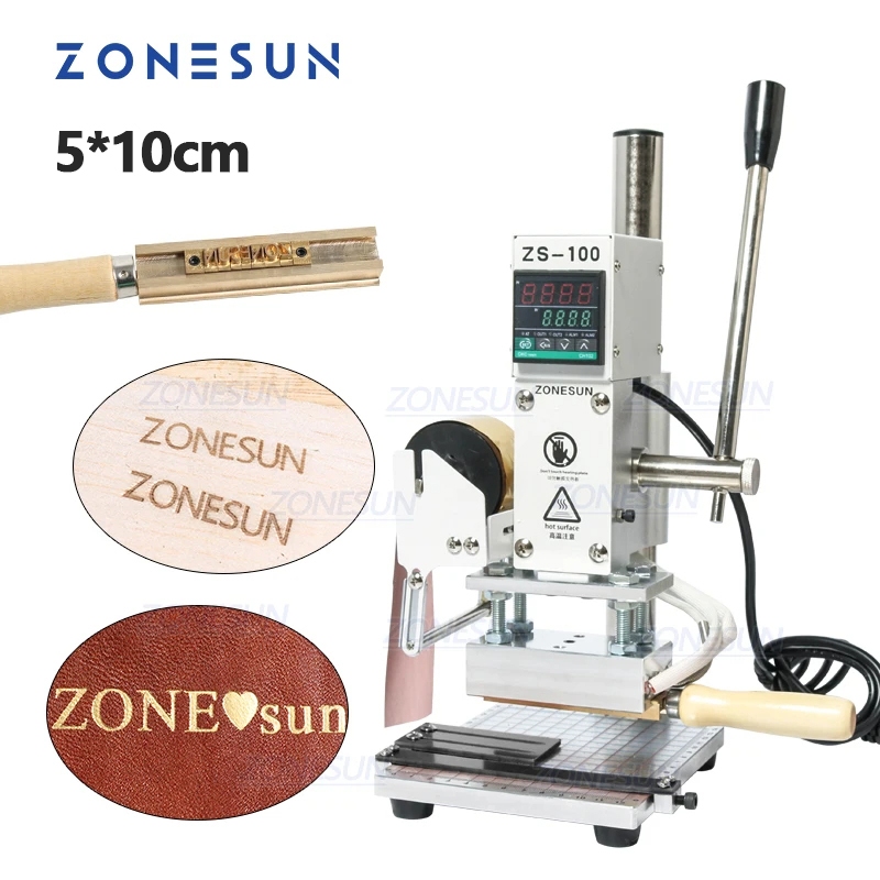 Zonesun ZS100 5*10cm 熱箔沖壓壓花機木材皮革手動燙金機 PVC 卡片紙加熱沖壓工具