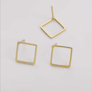 鏤空幾何耳環 方形/三角形/圓形耳環 簡約時尚耳飾 14k鍍金飾品