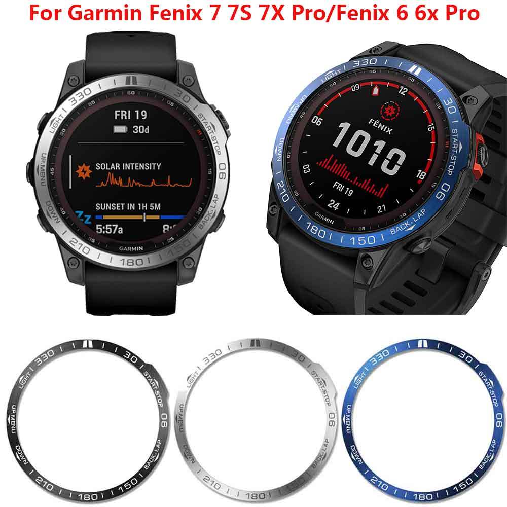 Garmin Fenix 6 6X Pro 藍寶石防刮保護殼智能手錶配件的金屬表圈膠蓋