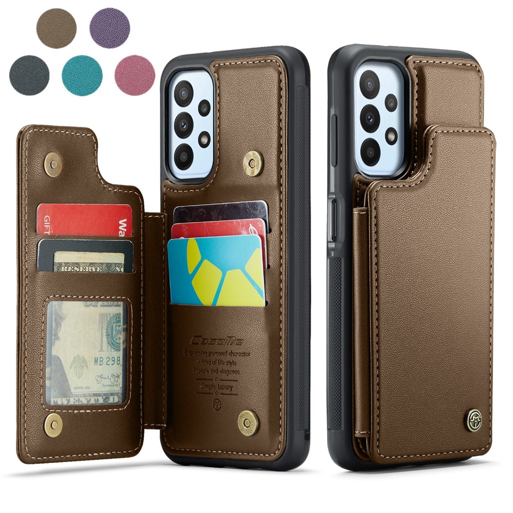 SAMSUNG 錢包雙按鈕帶卡槽支架皮套適用於三星 Galaxy A50 Note 10 Plus Note 20 Ul