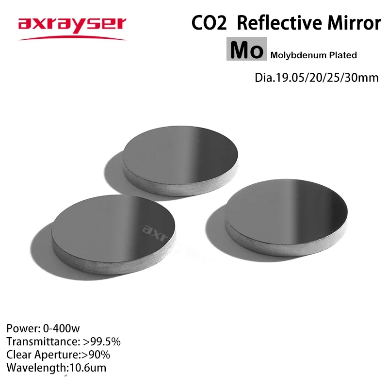 1 件 Co2 激光激光切割鏡 Mo 鍍反射鏡用於切割機 10.6um 400W Dia20/25/30/38.1mm