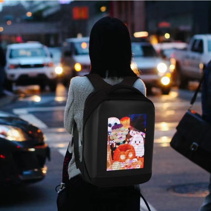 Led背包摩托車騎行像素廣告背包顯示屏發光背包