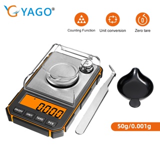 Rcyago 高精度不銹鋼數字液晶電子珠寶秤 50g /0.001g 帶計數天平袖珍秤 USB 充電