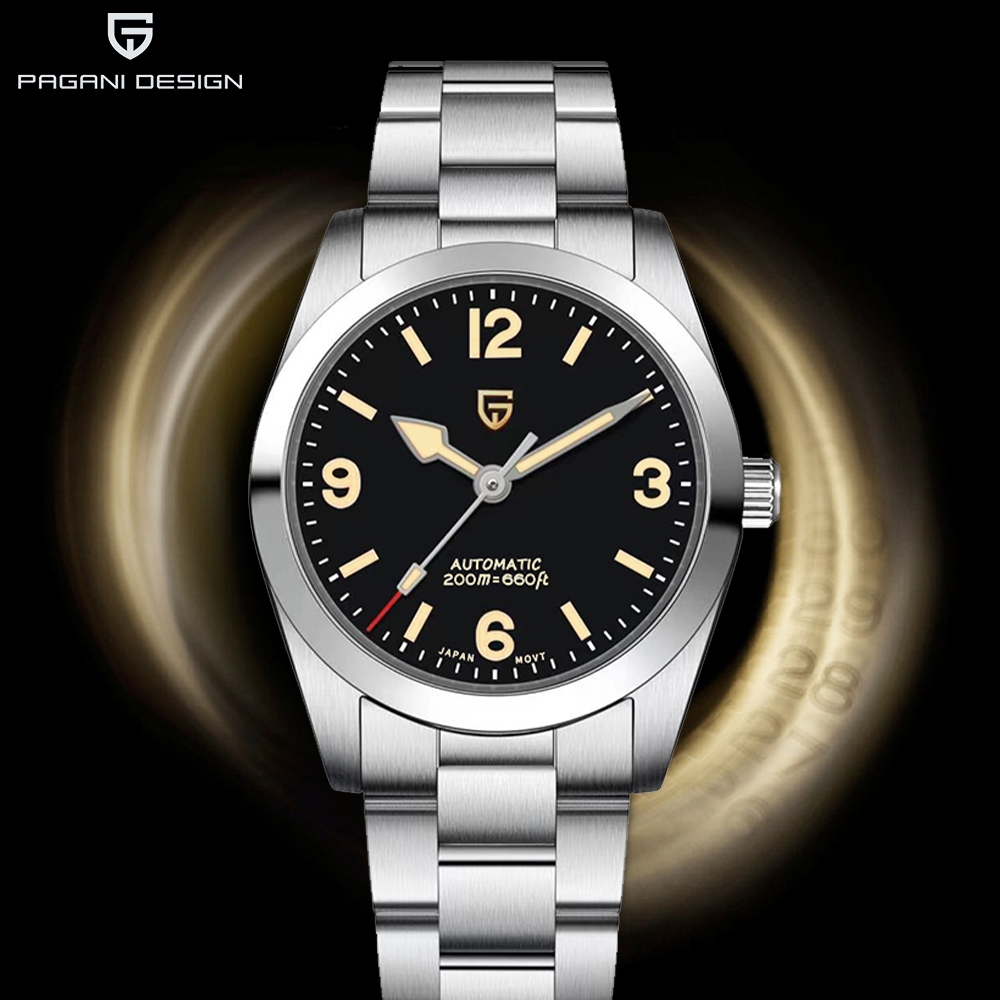 PAGANI DESIGN 原装36MM男士機械手錶男生NH35 AR藍寶石手錶防水不鏽鋼時鐘男錶機械錶 PD-1751