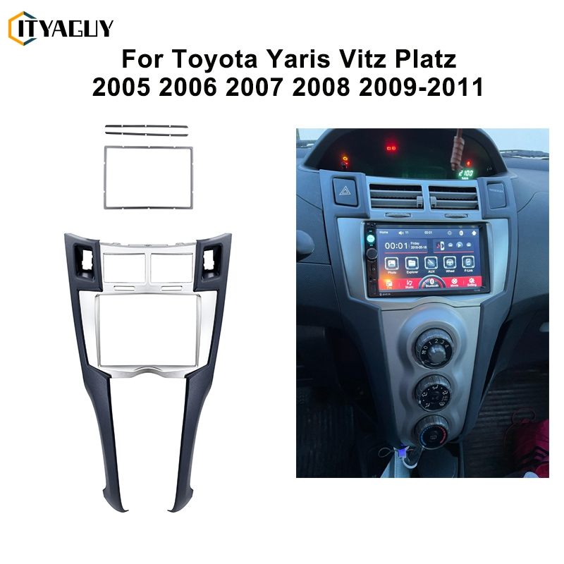 2 Din 汽車收音機框架汽車立體聲面板儀表板安裝套件適用於豐田 Yaris Vitz Platz 2005-2011