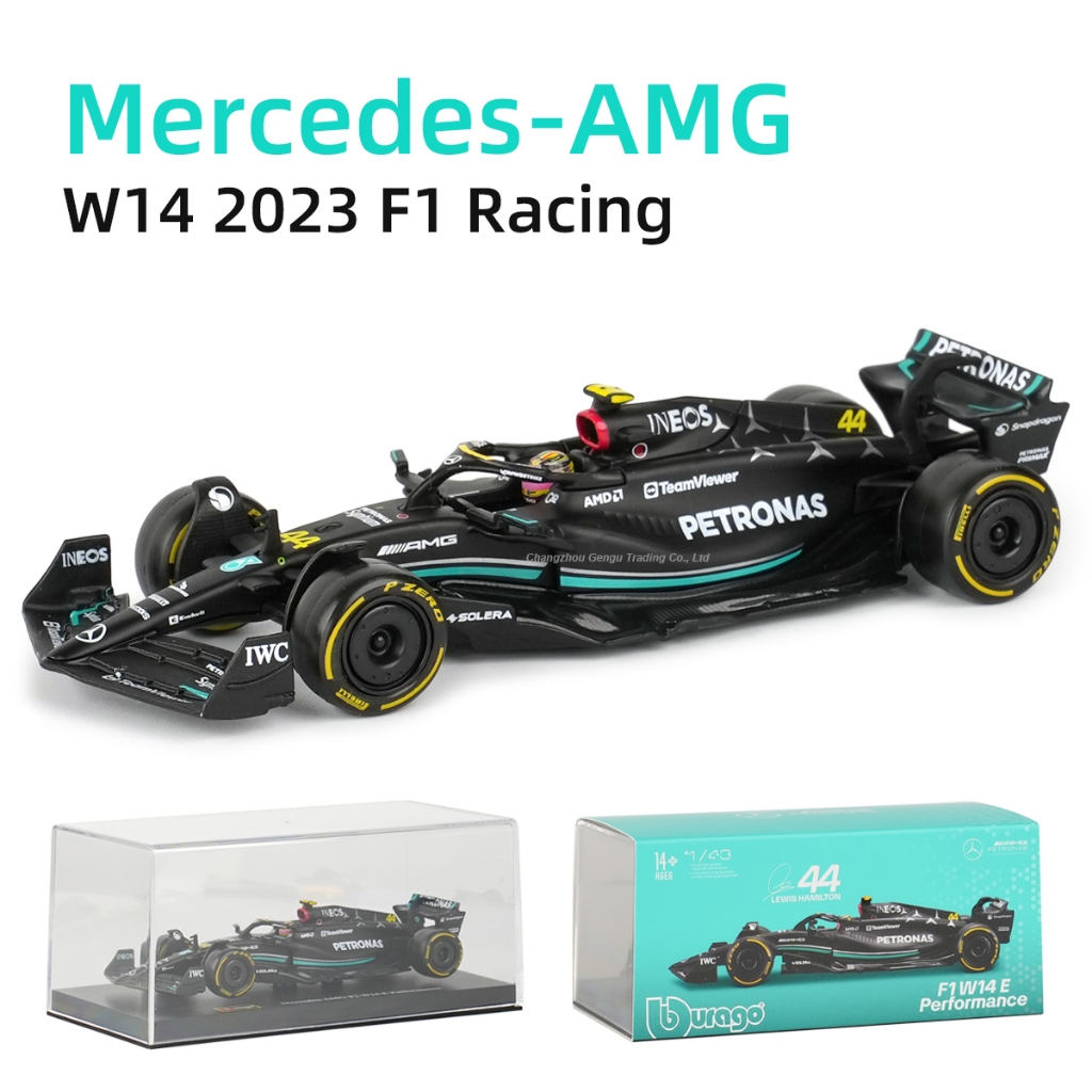 Bburago 1:43 梅賽德斯 AMG 2023 W14 E 性能 #44 靜態模擬壓鑄合金模型 F1 賽車方程式賽