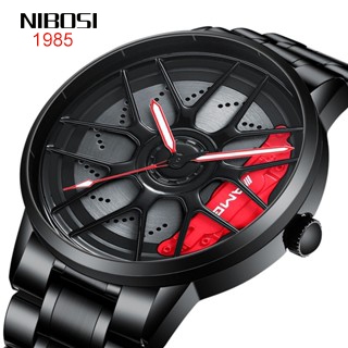 NIBOSI輪轂360°旋轉手錶汽車鍛造卡鉗 AMG GT-63立體鏤空男士手錶