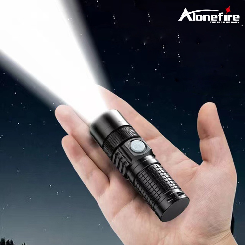 Alonefire X50 便攜式可充電變焦迷你 LED 手電筒 P200 手電筒手電筒 3 模式野營燈