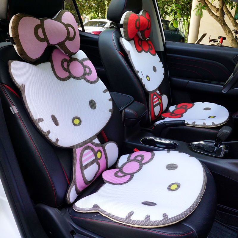 【7件】Hello Kitty汽車座墊座套汽車防滑透氣通用汽車內飾配件