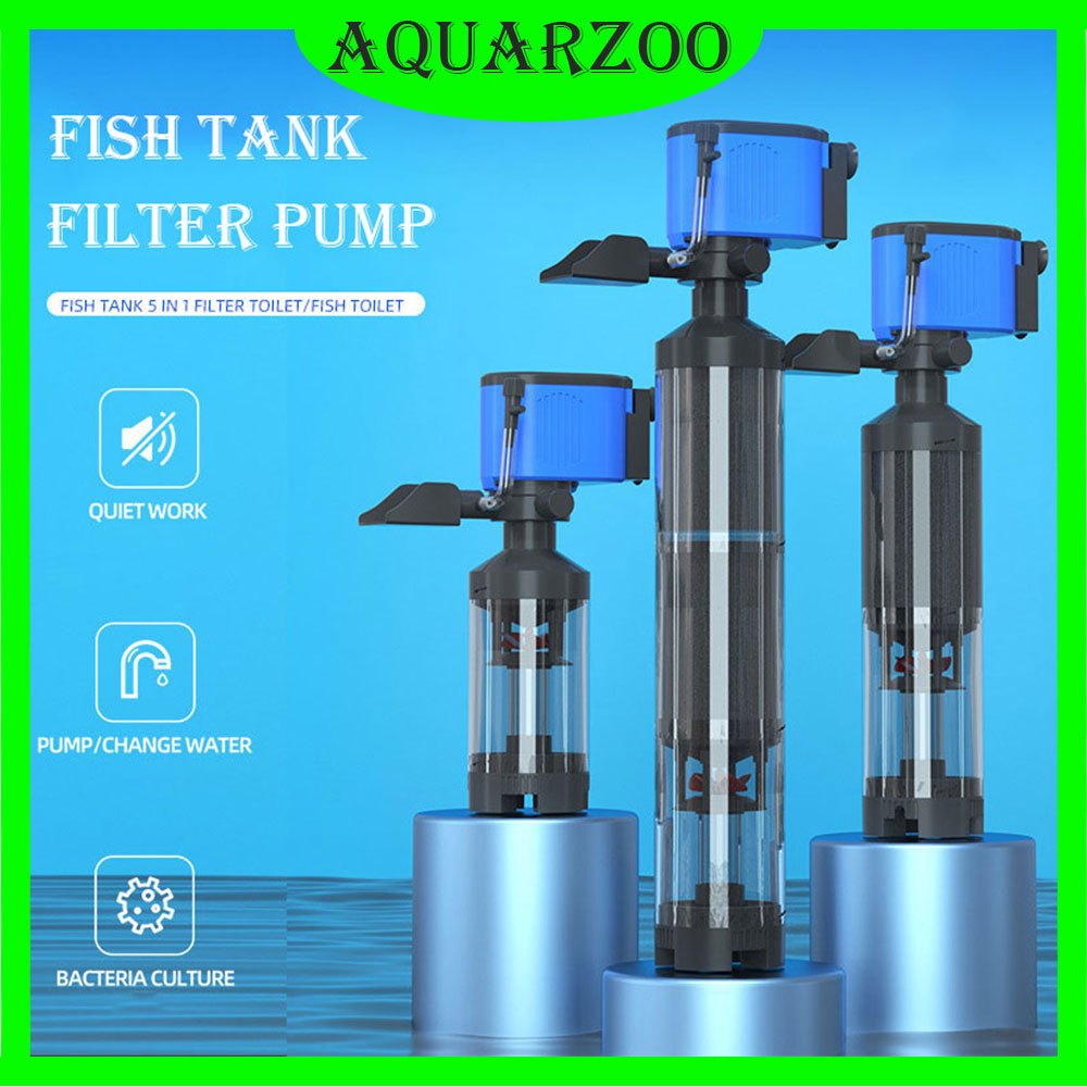 Aquarzoo 110V/220-240V水族水泵內濾氧氣泵潛水水族泵帶過濾器鬥魚魚缸造浪過濾器靜音氣泵(升級版)