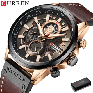 CURREN 男士手錶頂級品牌皮革錶帶時尚運動石英防水 8380