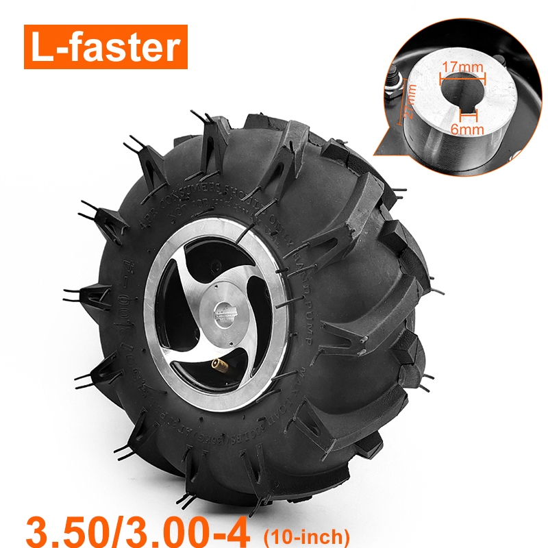 3.50-4 氣動農用輪胎 10 英寸越野輪 17 毫米軸孔用於 DIY 電動割草機電機手推車