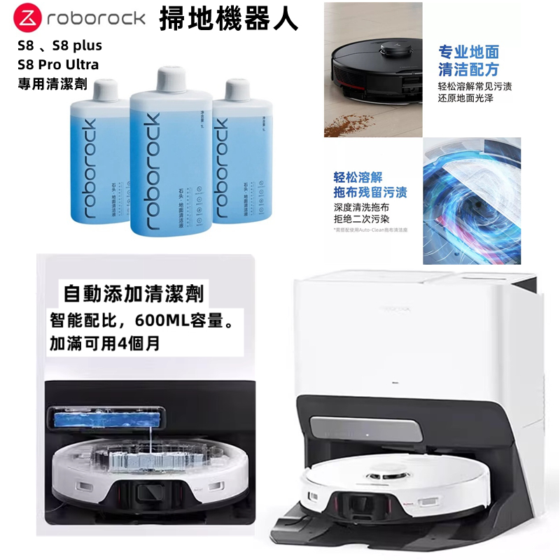 原廠  roborock  S8+、S8 plus、S8 Pro Ultra、G20  高效清潔消毒 地面清潔液 清潔劑