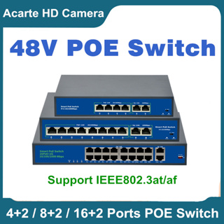 48V POE交換器 4+2/8+2口 以太網poe網路攝像頭供電交換器100Mbps POE Switch