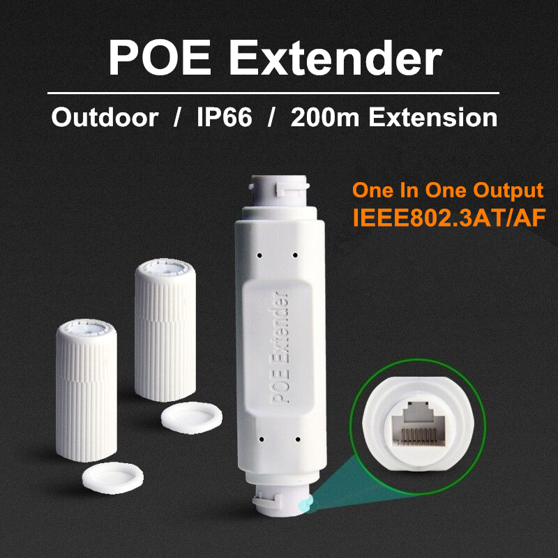 Poe網路延長器/POE中繼器 戶外200米網絡延長器 1進2出48V無源POE交換器 IEEE802.3at/af