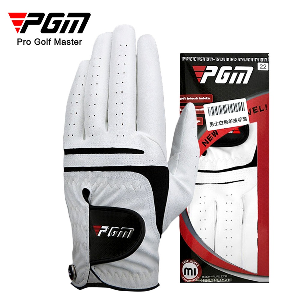 PGM ST022 男子高爾夫手套透氣白色兒童羊皮真皮運動手套戴單左手右手擊球