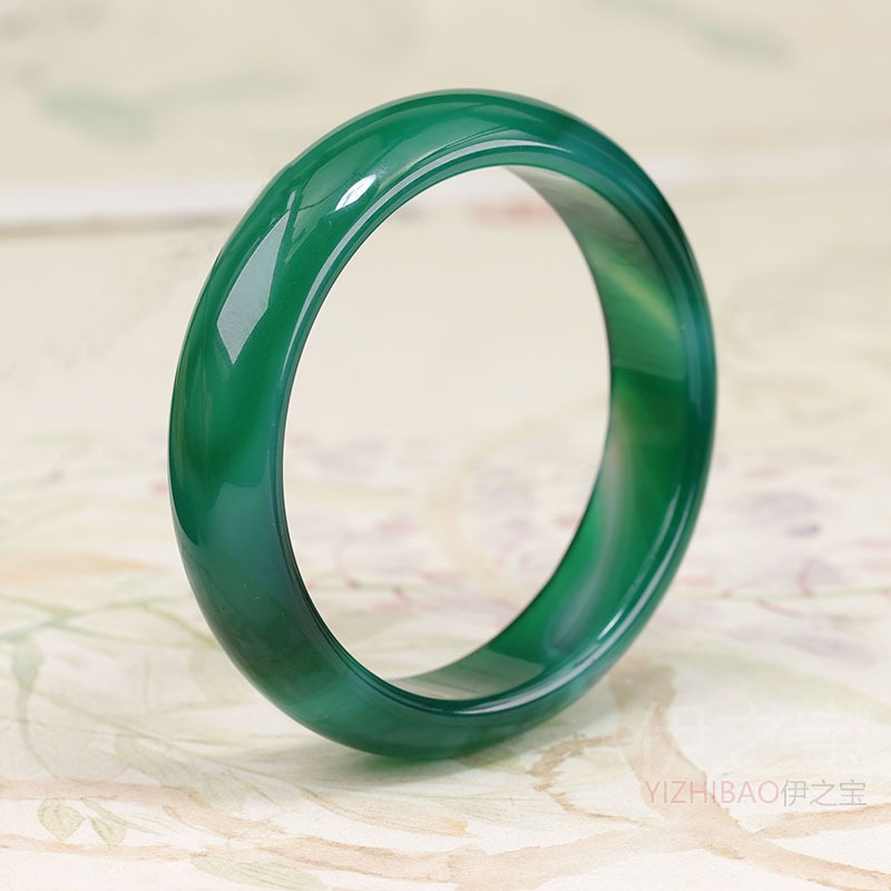天然綠瑪瑙手鐲 深綠淺綠花紋玉石鐲子 玉髓手環