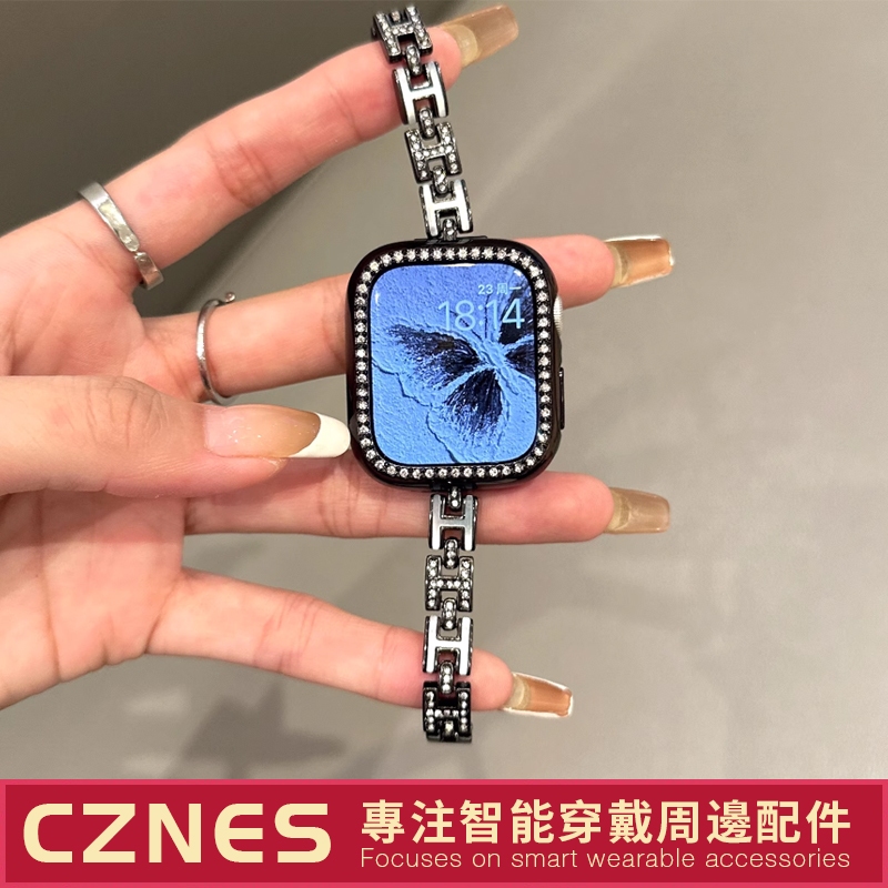 【現貨】Apple Watch H鏈鑲鑽錶帶 SE/S9/S8/S7 iwatch全系列 女士錶帶 41/45mm