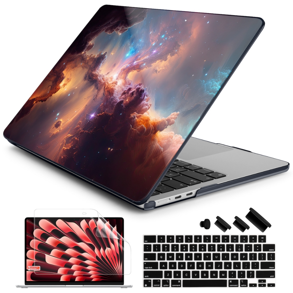 新款蘋果筆記本電腦 M3 Pro/Max保護殼 適用於MacBook Pro Air M1 M2晶片星空外殼帶注音鍵盤膜
