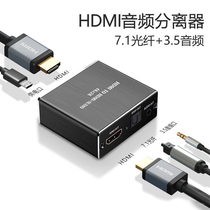 HDMI 音頻道分離器 ｜ HDMI轉AUDIO音頻轉接器 支持音頻SPDIF+3.5MM