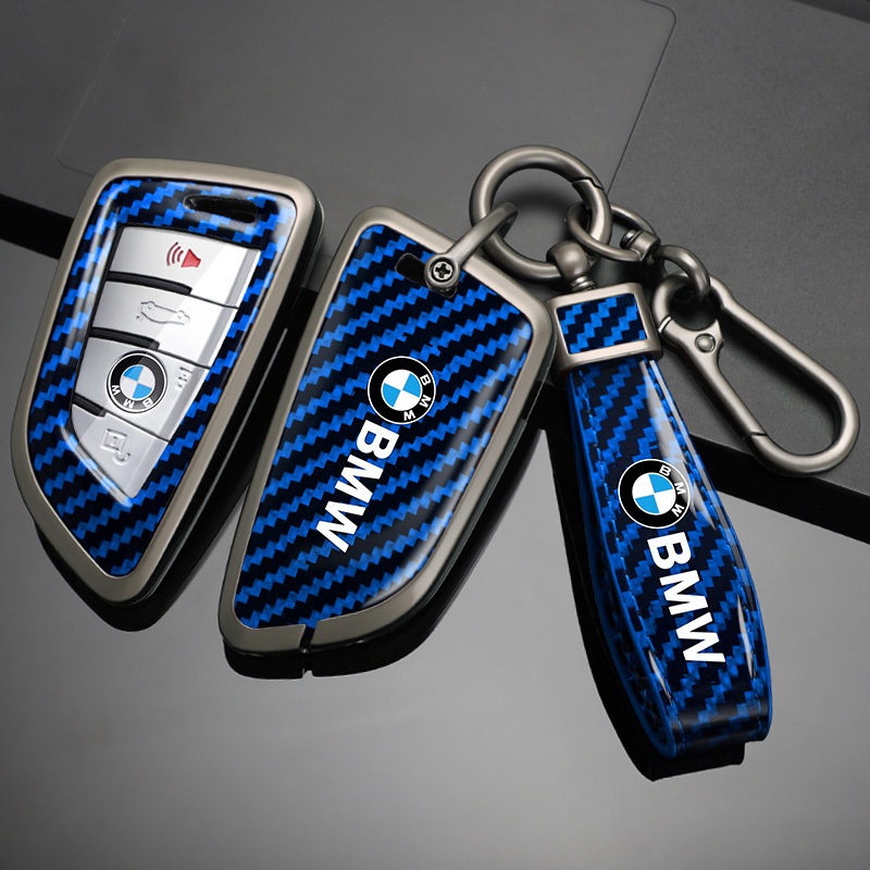 BMW 適用於寶馬 2 5 6 7 系 X1 X2 X3 X5 X6 碳纖維鑰匙套蓋金屬鑰匙扣外殼鑰匙扣配件